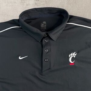 Nike Cincinnati Bearcats Polo Men’s XXL Black Team Single Swoosh Logo Y2K
